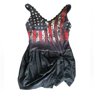 Rotita American Flag Print Black One-Piece Swimsuit m